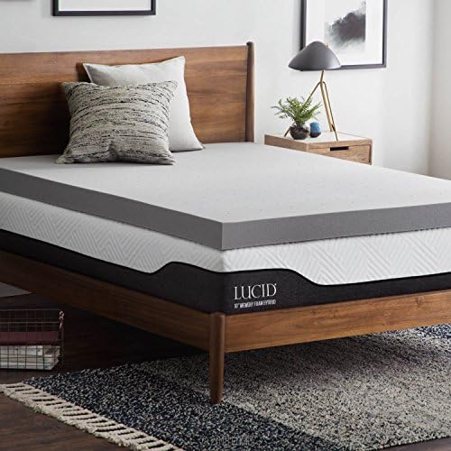 LUCID 4 Inch Bamboo Infused Memory Foam Mattress Topper - Full Size – Cooling Ventilation – Pressure Relieving Bed Topper - Mattress Pad – CertiPur Certified