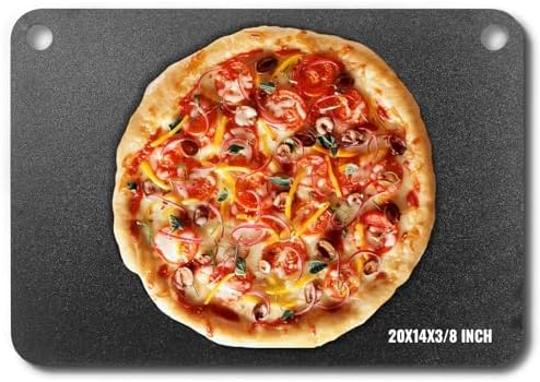 VEVOR Pizza Steel, 20" x 14" x 3/8" Pizza Steel Plate for Oven, Pre-Seasoned Carbon Steel Pizza Baking Stone with 20X Higher Conductivity, Heavy Duty Rustproof Pizza Pan for Outdoor Grill, Indoor Oven