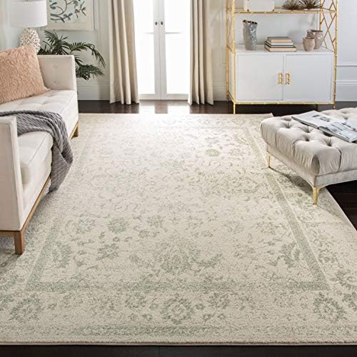 SAFAVIEH Adirondack Collection Area Rug - 9' x 12', Ivory & Sage, Oriental Distressed Design, Non-Shedding & Easy Care, Ideal for High Traffic Areas in Living Room, Bedroom (ADR109V)