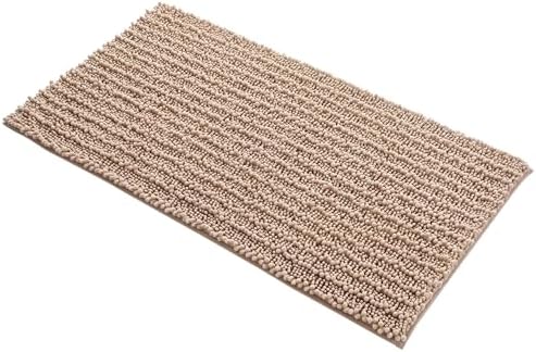 Yimobra Original Luxury Chenille Bath Mat, 36.2 x 24 Inches, Soft Shaggy and Comfortable, Large Size, Super Absorbent and Thick, Non-Slip, Machine Washable, Perfect for Bathroom, Beige