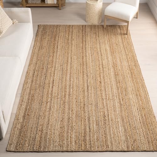 nuLOOM 9x12 Rigo Jute Hand Woven Area Rug, Natural, Solid Farmhouse Design, Natural Fiber, For Bedroom, Living Room, Dining Room, Hallway, Office, Kitchen, Entryway