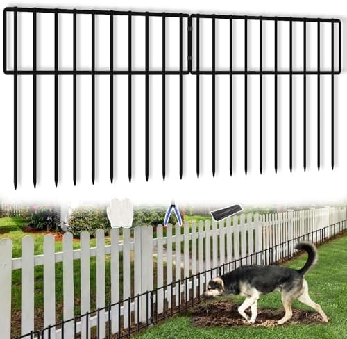 45.33ft(L) X 13inch(H) Animal Barrier Fence, 32 Panels No Dig Fences for Rabbit, Dog Digging Defense Ground Bottom Blockers, Rustproof Metal Border for Garden Outdoor Patio Landscaping