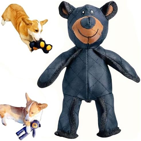 2025 Indestructible Robust Bear 2.0+ 【Upgraded Version】Heavy Duty Dog Toy, Indestructible Dog Toy, Durable Squeaky Dog Toys for Heavy Chewers, Plush Dog Toy, Interactive Dog Toys for Boredom (A-Blue)