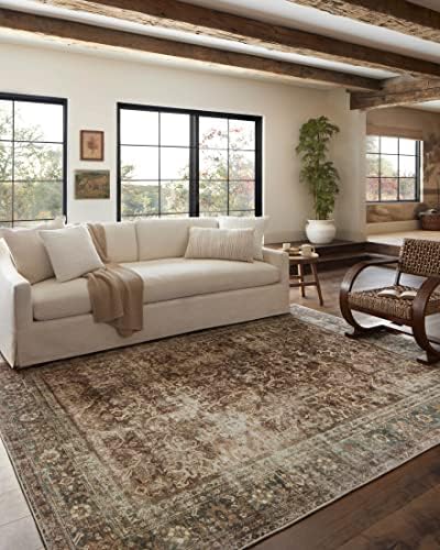 Loloi Magnolia Home by Joanna Gaines Sinclair Collection SIN-01 Rust/Lagoon 8'-6" x 11'-6", .25" Pile Height, Machine Washable, Area Rug