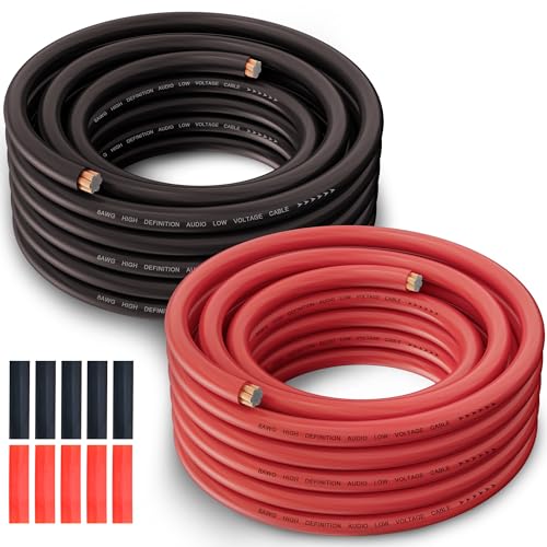 10 Gauge Wire (25FT Each, Black/Red), 2-Pack Translucent Power Ground Cable, CCA, Primary Automotive Wire, Battery Wire, Car Audio Amp Wire, Trailer Harness Cord, Lightning Wire, Electrical 10AWG Wire