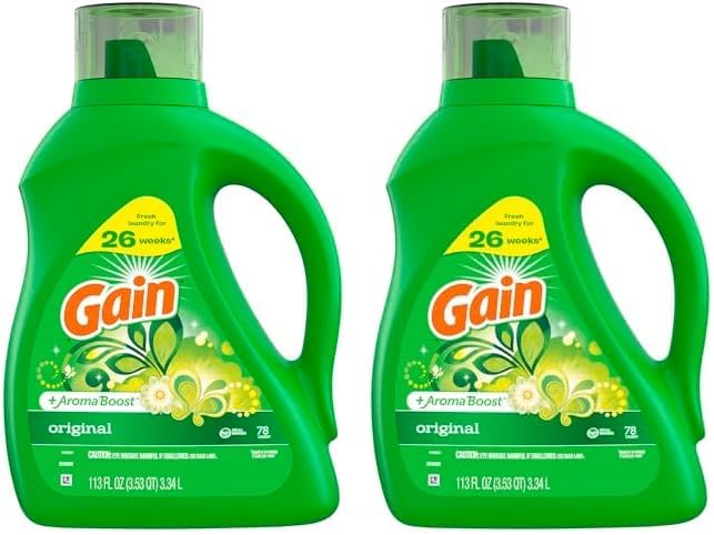 Gain + Aroma Boost Liquid Laundry Detergent, Original Scent, 78 Loads, 113 fl oz, HE Compatible (Pack of 2)
