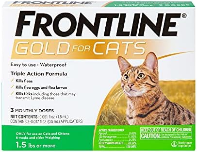 FRONTLINE® Gold for Cats Flea & Tick Treatment (Cats over 1.5 lbs.) 3 Doses