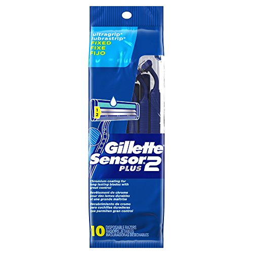 Gillette Sensor2 Plus Menโs Disposable Razors, 10 Count