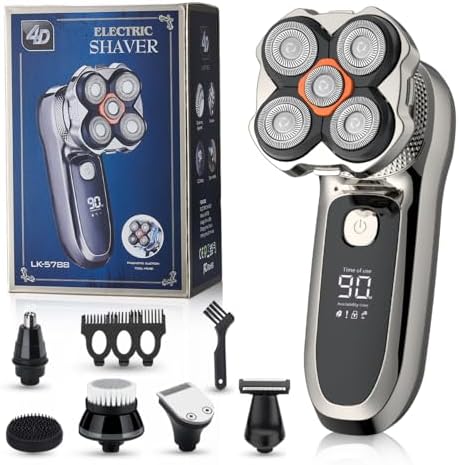 Head Shavers for Bald Men,Electric Razor for Men,IPX7 Waterproof Wet/Dry Bald Head Shaver, Flex Blades for a Close Shave,LED Display Electric Rechargeable Head Shaving Mens Kit with Type-C Charge