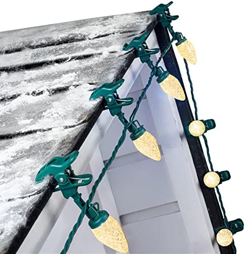 C9 68Ft Led Christmas String Lights 100 LED with Quick Clips Outdoor Waterproof Strawberry Lights, Commercial Grade Extendable for Indoor Outside Roofline Patio Home Xmas Decoration, Warm White