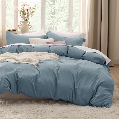 Bedsure Mineral Blue California King Duvet Cover - Prewashed Extra Soft Bedding Set, Includes 1 Cal King Duvet Cover 104x98 Inches with Zipper Closure & 2 Pillow Shams, Comforter Not Included