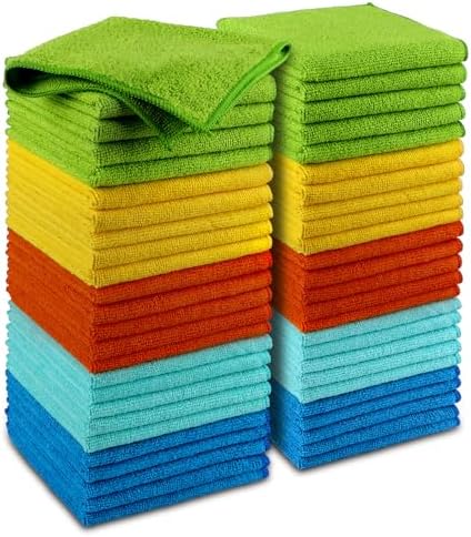 AIDEA Microfiber Cleaning Cloths, 50PK, Microfiber Towels for Cars, Premium All Purpose Car Cloth, Dusting Cloth Cleaning Rags, Absorbent Towels for SUVs, House, Kitchen, Window, 12"×12"