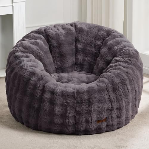 Hobestluk Bean Bag Chair Oversized Bean Bag Chair for Adults Donut-Shaped Large Bean Bag with Spacious Design for Living Room Bedroom or Reading Nook (Bubble Dark Grey)