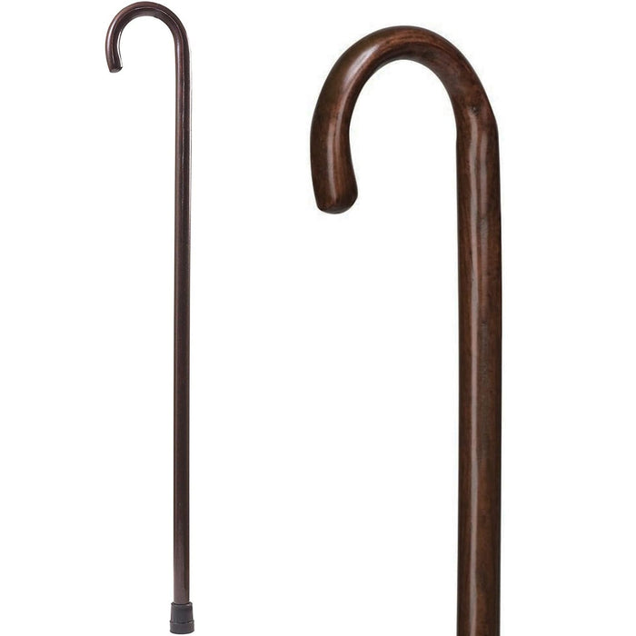 DMI Round Handle Wood Cane, Wooden Walking Cane with Rubber Tip, Durable and Warp Resistant Walnut Wooden Walking Stick, Lightweight and Strong, Holds up to 250 lbs, Made in the USA
