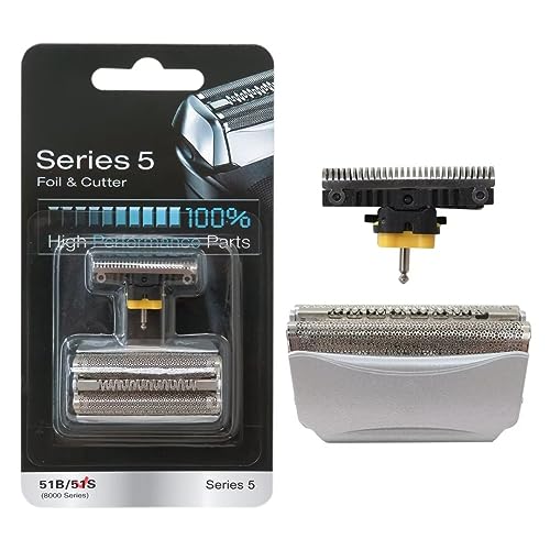 51S Electric Shaver Replacement Foil Head with Cutter Compatible for B-raun Series 5 510, 550, 560, 570cc, 590cc, 590cc 8581, 8583, 8585, 8588, 8590, 8781, 8783, 8790