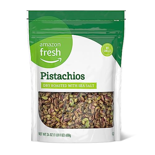 Amazon Fresh - Pistachios, Dry Roasted with Sea Salt, No Shells, 24 oz