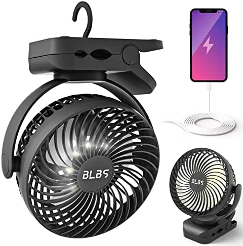 Portable Fan - 65H 12000mAh Tent Fans for Camping - Camping Fan Rechargeable with Output Ports, Battery Powered Fan with Hanging Hook, Camping Fans for Tents, Rechargable Fan for Camping-Black