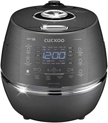 CUCKOO High Pressure Rice Cooker 6-Cup Uncooked / 12-Cup Cooked with Induction Heating Technology, Versatile Rice Maker with 21 Menu Options and Steam Plate, Voice Guide, Dark Gray (CRP-DHSR0609FD)