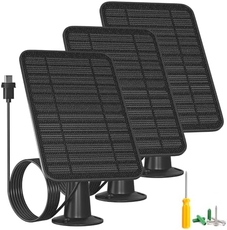 5W Solar Panel for Blink Camera Outdoor, Solar Panel Charger with Battery Compatible with New Blink Outdoor 4 (4th Gen) Camera, with 13.1ft Cable, IP65 Weatherproof, Includes Secure Wall Mount, 3 Pack