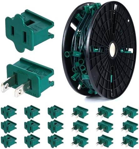 Brightown Commercial 250 FT C9/E17 Christmas Light Sockets Set Spool, C9 Outdoor/Indoor String Light Stringer 12" Spacing Green Wire for Wedding Patio Event Party Lighting Decor
