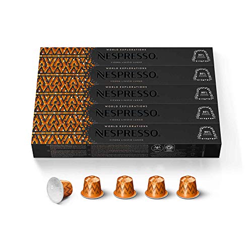 Nespresso Capsules Original Line, Vienna Lungo, Medium Roast Coffee, 50-Count Espresso Coffee Pods,