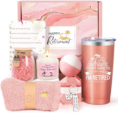 Retirement Gifts for Woman, Happy Best 2025 Retirement Gifts for Women Coworker, Teacher, Nurse, Friends, Mom, Retirees, Funny Cool 20oz Tumbler Retirement Gifts Basket for Coworkers Office & Family