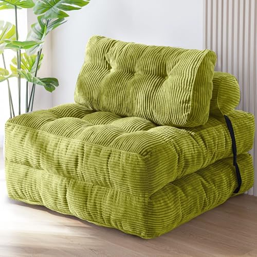 MAXYOYO Folding Sofa Bed, Convertible Sleeper Chair with Pillow Foldable Matress, Portable Fold Out Chair Bed Comfy Floor Sofa Lounge for Living Room Bedroom