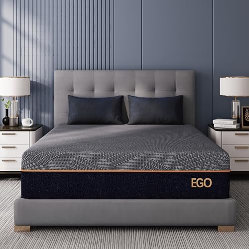 EGOHOME 12 Inch King Memory Foam Mattress for Back Pain, Cooling Copper Gel Bed in a Box, Foam Made in USA, CertiPUR-US Certified, Therapeutic Medium Firm, 76x80x12 Black