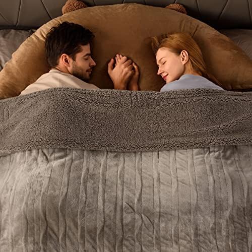 Bearhug Electric Blanket King Size 100" x 90", Dual Controller Heated Blanket, Velvet & Sherpa, 10-Heat Levels & 1-12H Auto Off, Over-Heat Protect, ETL, Machine Washable