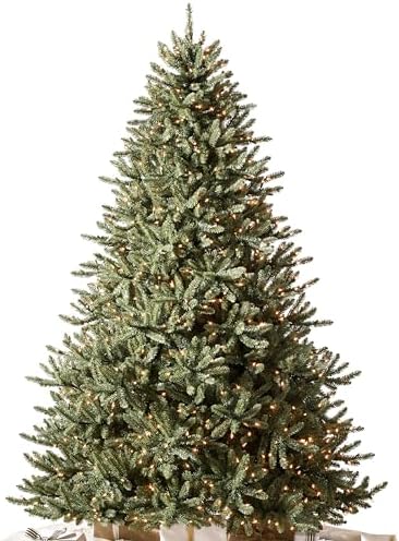Balsam Hill 6.5ft Pre-Lit Classic Blue Spruce - Artificial Christmas Tree with 2144+ Tips, 700 Clear Incandescent Lights, Easy Plug System, Premium Stand & Storage Bag for Indoor Holiday Decorating