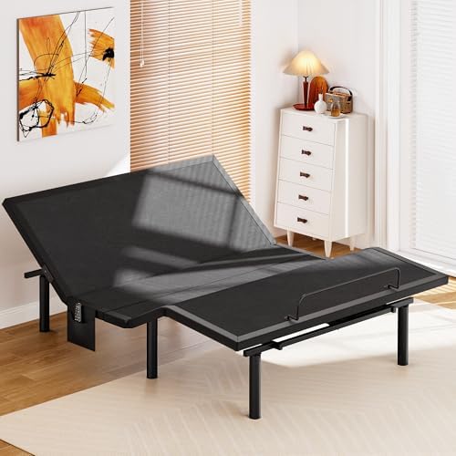 Amada Queen Adjustable Bed Base, Bed Frame with Head & Foot Incline, Wireless Remote, 4 USB Ports & LED Night Light, Head & Foot Incline, Electric Bed with 4 Height Options, 01B-Q