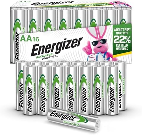 Energizer Rechargeable AA Batteries, Recharge Universal Double A Battery Pre-Charged, 16 Count