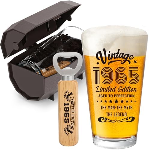 60th Birthday Gifts For Men, Vintage 1965 Beer Glass 60 Year Old Birthday for Him, 60th Birthday Decorations for Man Over 60, Cool 60 Birthday Gift Ideas for Men Turning 60