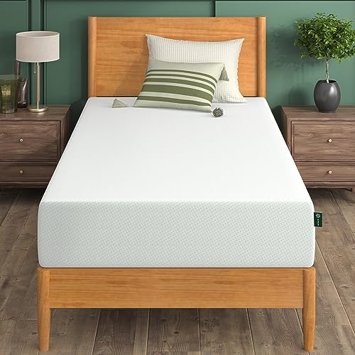 ZINUS 10 Inch Green Tea Memory Foam Mattress, Twin, Fiberglass Free, Patented Custom Contour Support, Sturdy Base Foam, CertiPUR-US Certified, Mattress in A Box, White