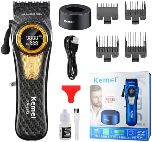 KEMEI Professional Hair Clippers for Men, Clippers for Hair Cutting, Barber Clippers, Cordless Rechargeable Hair Clipper, Haircut Clippers, Hair Cutting Tools, LED Display, Gifts for Men