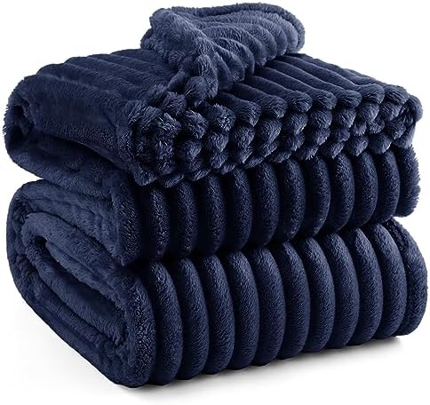 Bedsure Blue Fleece Blanket for Couch - GentleSoft Cozy Soft Blankets for Women, Cute Small Throws for Girls, 108x90 Inches