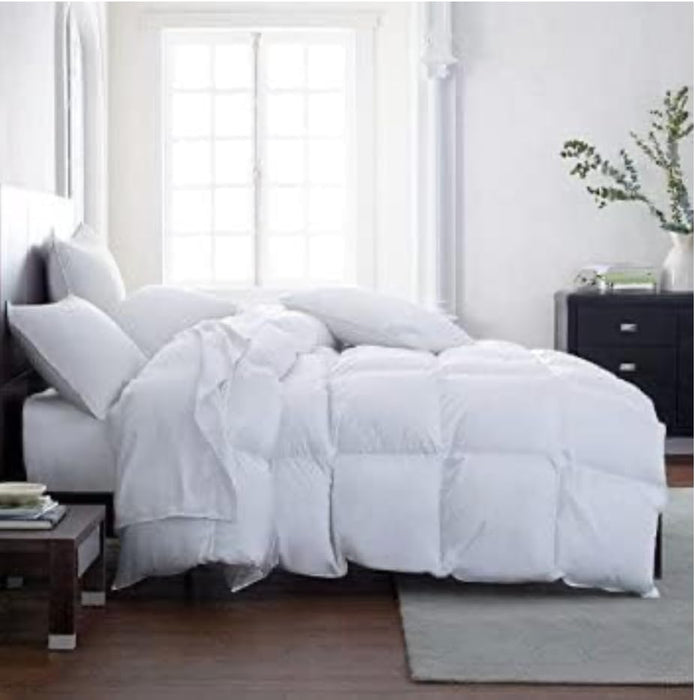 Lavish Comforts® Down Alternative Oversized Queen Comforter - Extra Fluffy Duvet Insert, Hotel Queen, Puffy Thick All Season Premium Cooling Comforter - White 102 x 86