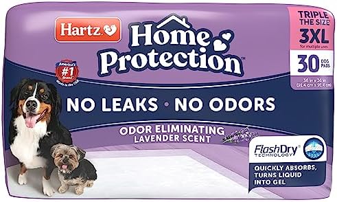 Hartz Home Protection Lavender Scented Dog Pads, 3XL 30 Count, Super Absorbent & Won't Leak, Odor Eliminating