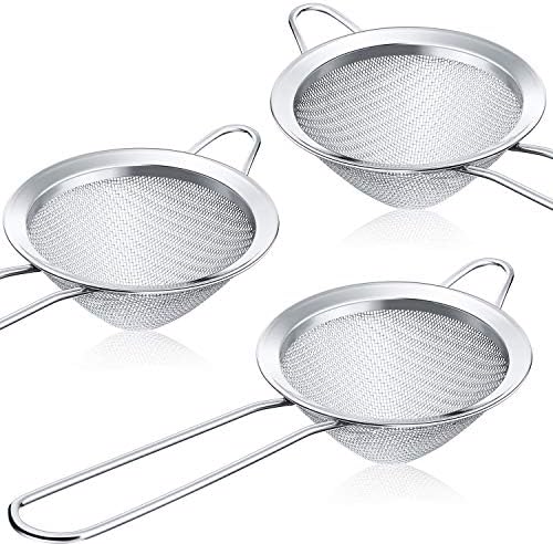 Patelai 3 Pieces Tea Strainers Cocktail Strainer Stainless Steel Fine Mesh Strainer Colander Conical Food Loose Tea Filter Practical Bar Colander Tool