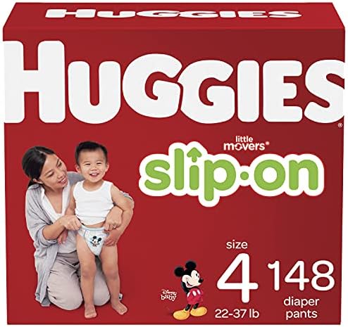 Huggies Little Movers Slip-On Diaper Pants, Size 4, 148 Ct