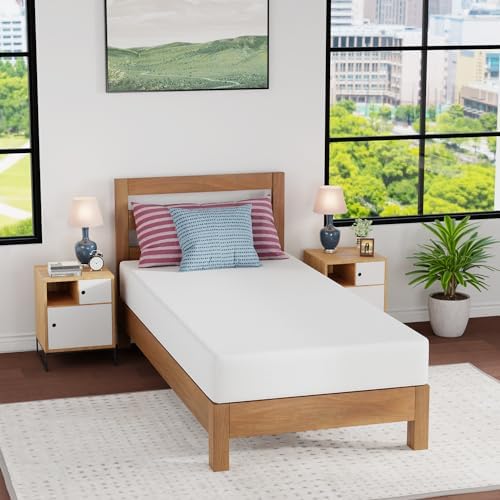 FDW | 8 Inch Twin XL Mattress | Medium Firm | Gel Memory Foam Mattress | White | Bed in a Box, CertiPUR-US Certified | Pressure Relief, Cooling Ventilated Foam | Washable Removable Cover