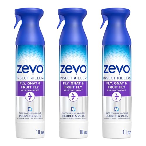 Zevo Flying Insect Bug Spray: Aerosol Spray Kills Fruit Flies, Gnats, Mosquitoes and Moths - for Indoor and Outdoor Use (3 Bottles)