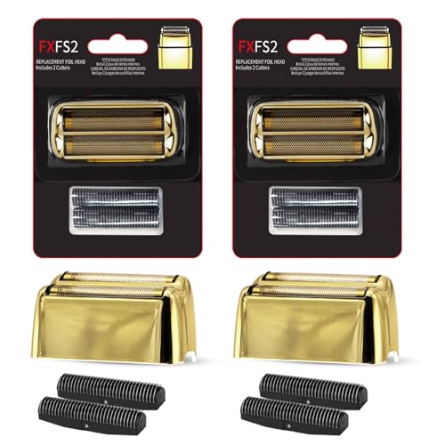 2Pack Golden Pro Replacement Foil and Cutters for Babylis FXFS02 Series MetalFX Double Foil Shavers