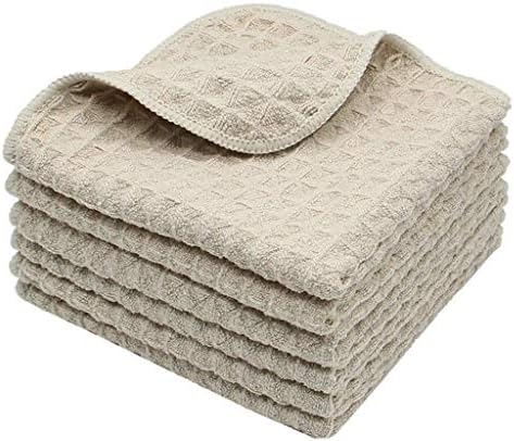 Microfiber Kitchen Cleaning Cloth Thick Dish Rags Waffle Weave Washcloths Dish Cloths Ultra Absorbent Odor Free 12inch X 12inch 6 Pack Khaki