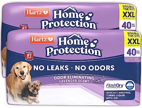 Hartz Home Protection Lavender Scented Dog Pads, XXL 80 Count, Super Absorbent & Won't Leak, Odor Eliminating