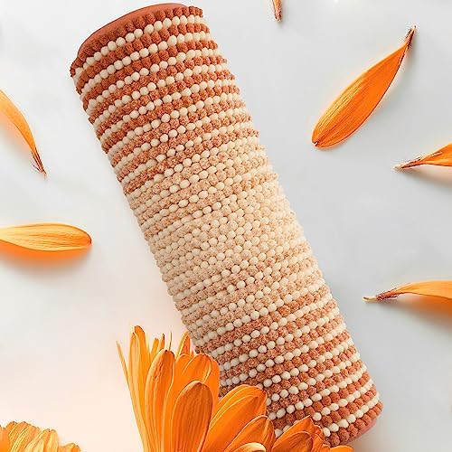 BSICPRO Bath Mat, Non Slip 20 x 32 Inches Water Absorbent Chenille Bathroom Floor Mat Machine Washable (Pumpkin Orange and Cream)