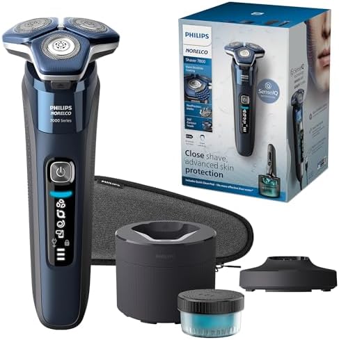 Philips Norelco Shaver 7800, Rechargeable Wet & Dry Electric Shaver with SenseIQ Technology, Quick Clean Pod, Charging Stand, Travel Case and Pop-up Trimmer, S7885/85