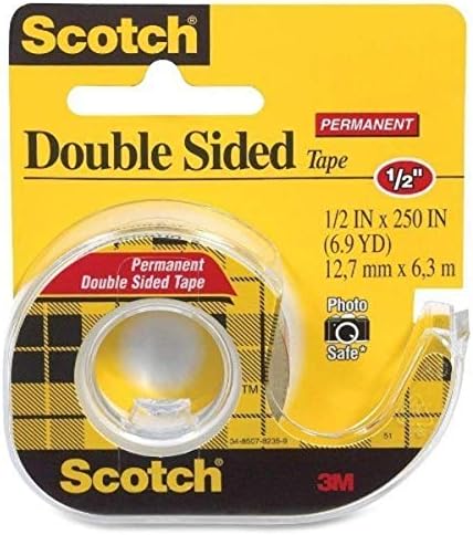 3M Double-Sided Tape with Dispenser, Permanent, 1/2 X 250 Inches, Clear, 2-Pack