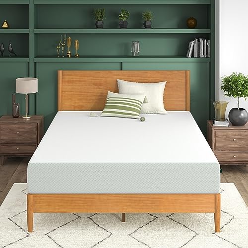 ZINUS 10 Inch Green Tea Memory Foam Mattress, Queen, Fiberglass Free, Patented Custom Contour Support, Sturdy Base Foam, CertiPUR-US Certified, Mattress in A Box, White