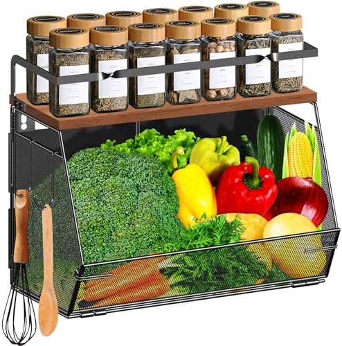 Homecor Magnetic Shelf for Fridge - Fruit Basket and Vegetable Storage, Large Capacity Magnetic Spice Rack Shelves for Side of Refrigerator, Pantry Kitchen Organizers and Storage Countertop, 1 pack